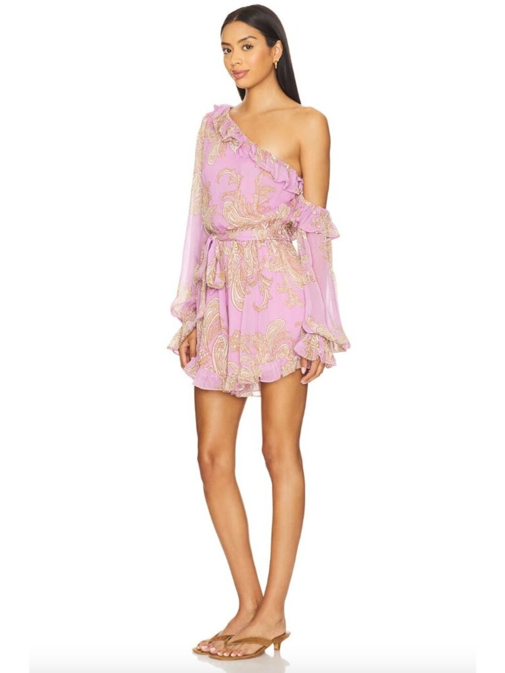 Hemant & Nandita Jiah Romper With Tie Up Belt Lilac Womens Size XS - Picture 3 of 14